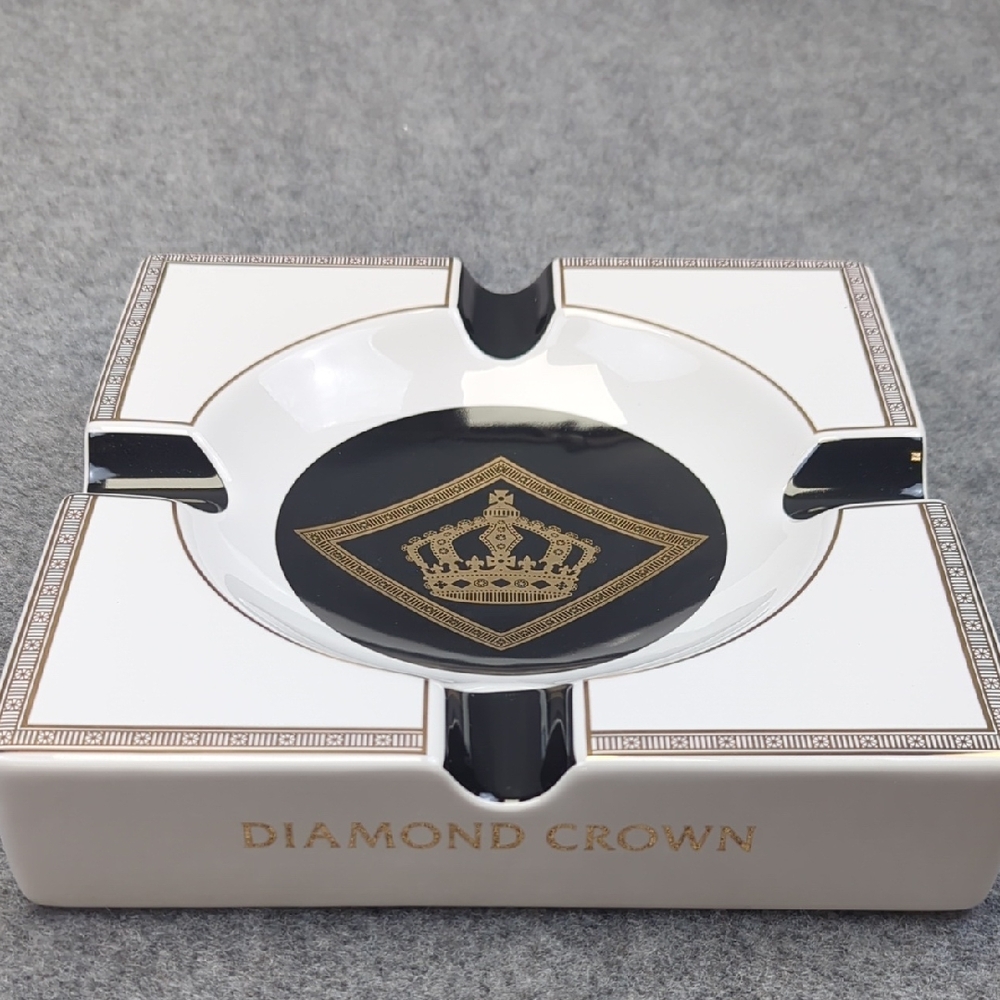 Diamond Crown Royal Collection White Black And Gold Ashtray